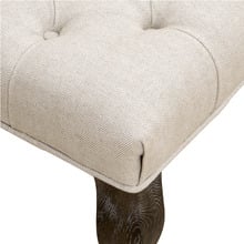 Hannah Button Tufted Oak Wood Ottoman Bench